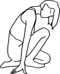 line art woman figure lady sitting in the floor minimalist figurative illustration