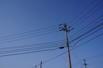 Scenery with a general power pole in Japan
