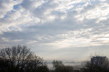 Fototapeta na wymiar Fog in the city.