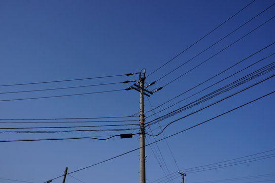 Scenery with a general power pole in Japan
