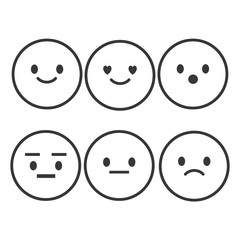Set of cute smiley emoticons, emoji flat design, vector illustration.