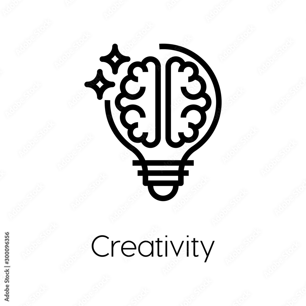 Poster creativity icon vector. linear style sign for mobile concept and web design. idea, bulb symbol illus
