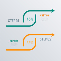 Arrow process infographics template design. Business concept infograph with 2 options, steps, or processes. Vector visualization can be used for workflow layout, diagram, annual report, web