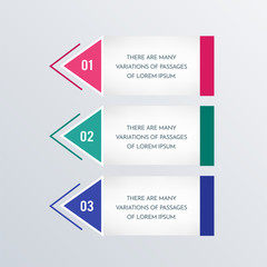Arrows infographics template design. Business concept infograph with 3 options, steps, or processes. Vector visualization can be used for workflow layout, diagram, annual report, web