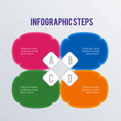 Informational abstract infographic template design. Business concept infograph with 4 options, steps or processes. Vector visualization can be used for workflow layout, diagram, annual report, web