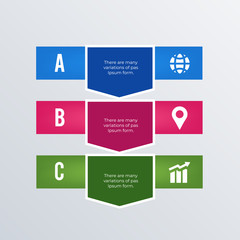 List infographic template design. Business concept infograph with 3 options, steps or processes. Vector visualization can be used for workflow layout, diagram, annual report, web