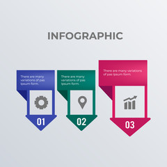 Informational infographic template design with icons. Business concept infograph with 3 options, steps or processes. Vector visualization can be used for workflow layout, diagram, annual report, web