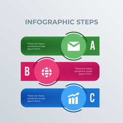 Informational list infographic template design. Business concept infograph with 3 options, steps or processes. Vector visualization can be used for workflow layout, diagram, annual report, web