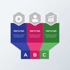 Informational three columns infographic template design. Business concept infograph with 3 options, steps or processes. Vector visualization can be used for workflow layout, diagram, annual report
