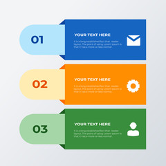 Three list infographic template design. Business concept infograph with 3 options, steps or processes. Vector visualization can be used for workflow layout, diagram, annual report, web