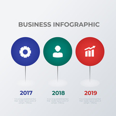 Three rounds infographic template design. Business concept infograph with 3 options, steps or processes. Vector visualization can be used for workflow layout, diagram, annual report, web