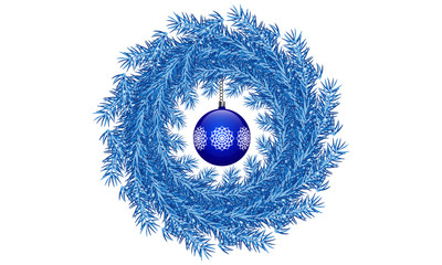 Blue vector christmas wreath blue christmas ball