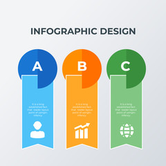 Three rounded bookmark infographic template design. Business concept infograph with 3 options, steps or processes. Vector visualization can be used for workflow layout, diagram, annual report, web