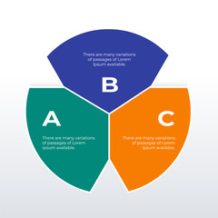 Rounded informational infographic template design. Business concept infograph with 3 options, steps or processes. Vector visualization can be used for workflow layout, diagram, annual report, web