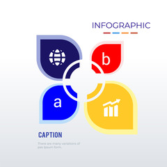 Frower petals infographic template design. Business concept infograph with 4 options, steps or processes. Vector visualization can be used for workflow layout, diagram, annual report, web