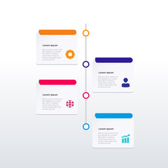Fototapeta premium Timeline informational infographic template design. Business concept infograph with 4 options, steps or processes. Vector visualization can be used for workflow layout, diagram, annual report, web