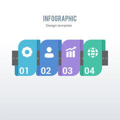 Timeline infographic template design. Business concept infograph with 4 icons, options, steps or processes. Vector visualization can be used for workflow layout, diagram, annual report, web
