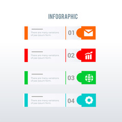 Horizontal infographic template design. Business concept infograph with 4 options, steps or processes. Vector visualization can be used for workflow layout, diagram, annual report, web