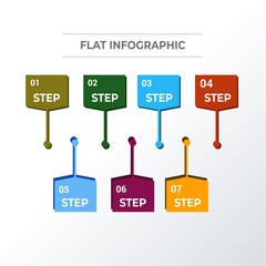 Informational infographic template design. Business concept infograph with 7 options, steps or processes. Vector visualization can be used for workflow layout, diagram, annual report, web