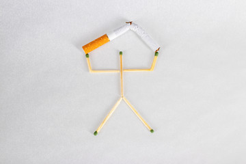 Match athlet, fighter with smoking.