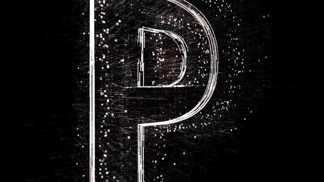 4k P letter alphabet word tag cloud;computer code particle.The Matrix binary text design animation;changing from zero to one digits;abstract tech background.