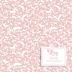 White and pink leaves seamless pattern. Vintage vector ornament template. Paisley elements. Great for fabric, invitation, background, wallpaper, decoration, packaging or any desired idea.