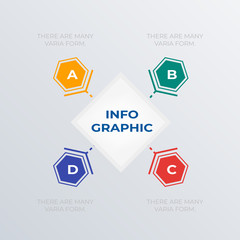 Informational hexagon infographics template design. Business concept infograph with 4 options, steps or processes. Vector visualization can be used for workflow layout, diagram, annual report, web