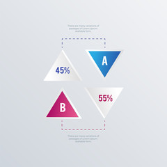 Arrow process infographics template design. Business concept infograph with 2 options, steps or processes. Vector visualization can be used for workflow layout, diagram, annual report, web