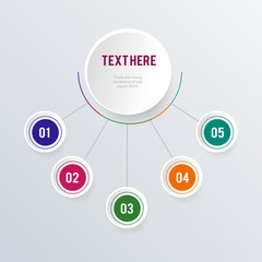 Rounded organzational structure infographic template design. Business concept infograph with 5 options, steps or processes. visualization can be used for workflow layout, diagram, annual report, web