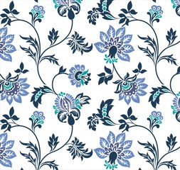 Colorful wedding card design, paisley floral pattern , India	