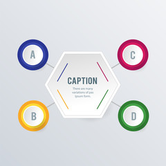 Rounded hexagon infographic template design. Business concept infograph with 4 options, steps or processes. Vector visualization can be used for workflow layout, diagram, annual report, web