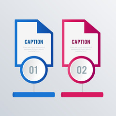 Paper infographics template design. Business concept infograph with 2 options, steps, or processes. Vector visualization can be used for workflow layout, diagram, annual report, web