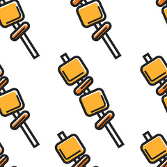 Obraz premium Korean street food ingredients on skewer or wooden stick seamless pattern