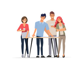 Fototapeta premium Business people teamwork office character. Animation for motion. Colleague seminar meeting.