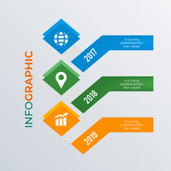 List infographic template design. Business concept infograph with 3 options, steps or processes. Vector visualization can be used for workflow layout, diagram, annual report, web