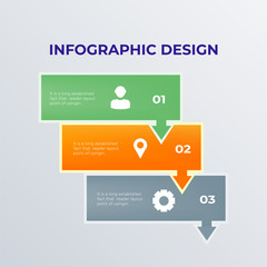 Arrow process infographic template design with icons. Business concept infograph with 3 options, steps or processes. Vector visualization can be used for workflow layout, diagram, annual report, web