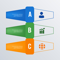 Modern infographic template design. Business concept infograph with 3 options, steps or processes. Vector visualization can be used for workflow layout, diagram, annual report, web