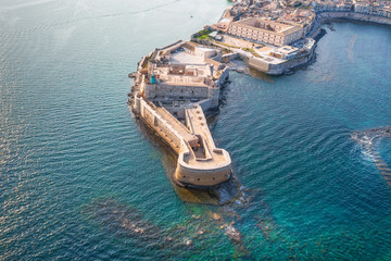 Syracuse Sicily. Aerial view of Maniace fortress in Ortigia. © michele_ponzio