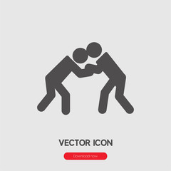 Wrestling icon vector. Linear style sign for mobile concept and web design. Judo symbol illustration. Pixel vector graphics - Vector.	