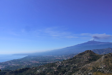 View over the Sicilian mountains in Italy