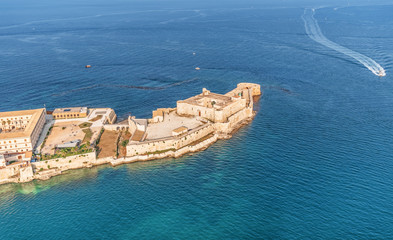 Syracuse Sicily. Aerial view of Maniace fortress in Ortigia. © michele_ponzio