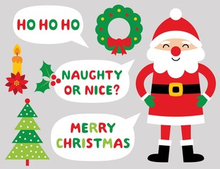 Santa Claus, Christmas speech bubbles and decoration set