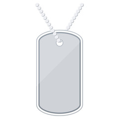 Fototapeta premium Silver color metal military dog tag icon isolated on white background, flat design identity tag or plate vector illustration.