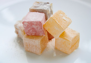 colorful fruit delights on white background