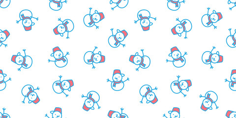 Merry Christmas vector cartoon snowman seamless pattern background for design.