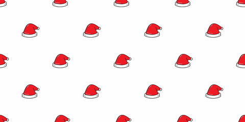 Merry Christmas vector cartoon santa hat seamless pattern background for design.