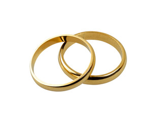 Old wedding rings together isolated - clipping path