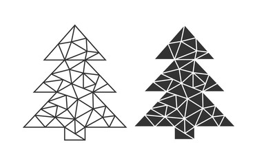 Christmas tree geometric polygonal logo.