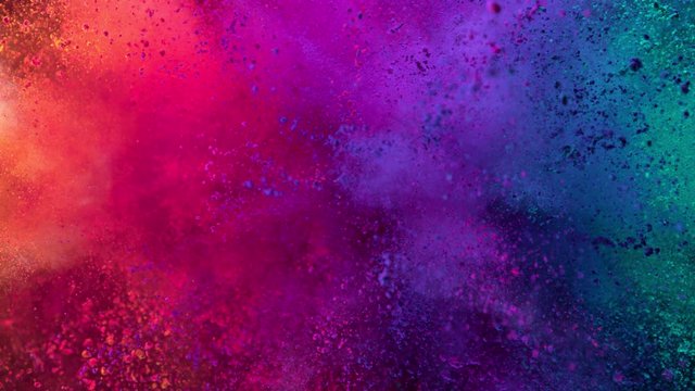 Super Slow Motion Shot of Color Powder Explosion Isolated on Black Background at 1000fps.