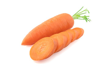 Fresh Carrots with sliced isolated on white background